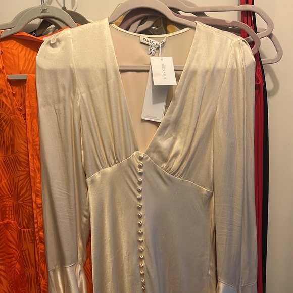 Shona Joy La Lune Frill Cuff Bias Midi Dress - Cream - Picture 10 of 10